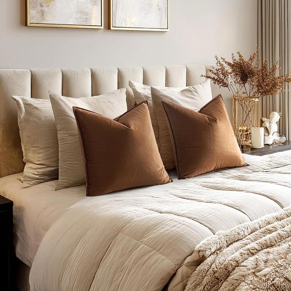 Chocolate Brown VELVET Euro Accent Pillow Covers Luxury High End Hotel Vibes